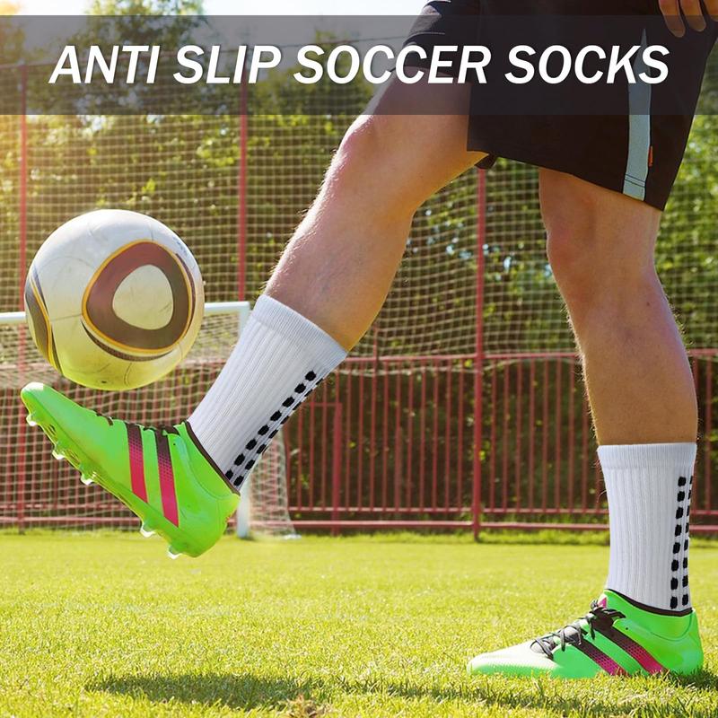 1 3 6 Pairs Outdoor Sports Soccer Socks For Men And Women, Non-slip Breathable Socks Grip Socks