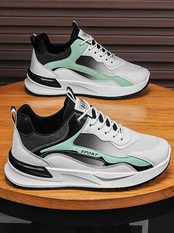 Men's Colorblock Lace Up Running Shoes, Men's  Walking Shoes , Sporty Breathable Comfortable Sneakers for Back To School, Men's Back To School Sports Gym Shoes for Daily Footwear