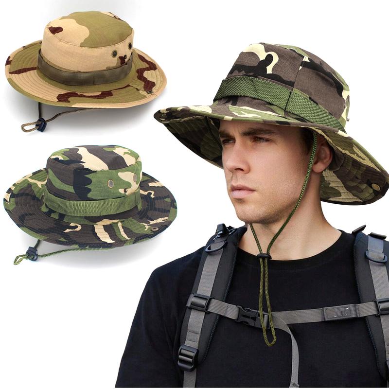 Men's Outdoor Camo Fisherman Hat: Adjustable Breathable Wide Brim for Mountaineering, Fishing, & Hiking!