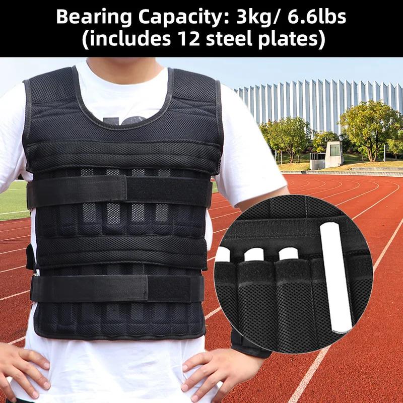 Adjustable Weighted Vest Weight Jacket Oxford Exercise Weight Loading Cloth Strength Training 50kg Max. Load (Empty)