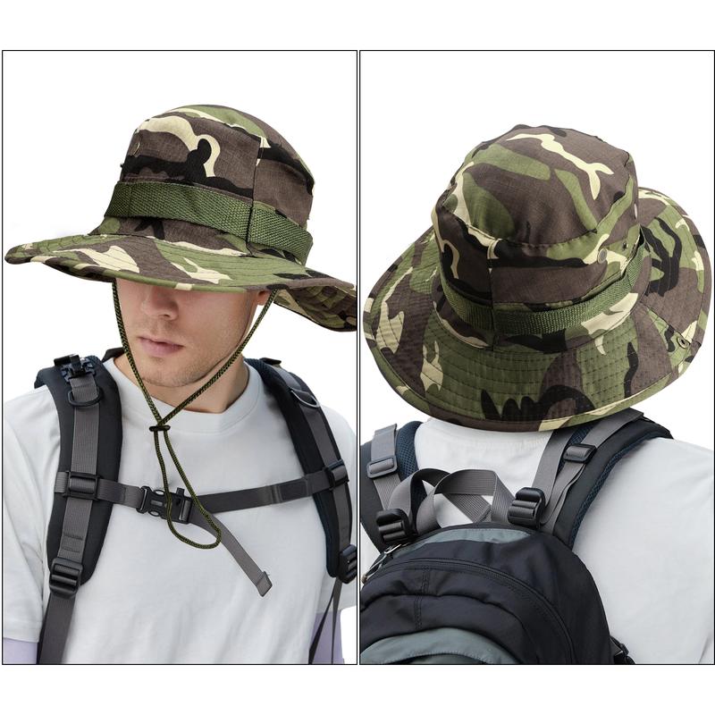 Men's Outdoor Camo Fisherman Hat: Adjustable Breathable Wide Brim for Mountaineering, Fishing, & Hiking!