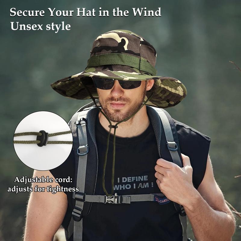 Men's Outdoor Camo Fisherman Hat: Adjustable Breathable Wide Brim for Mountaineering, Fishing, & Hiking!