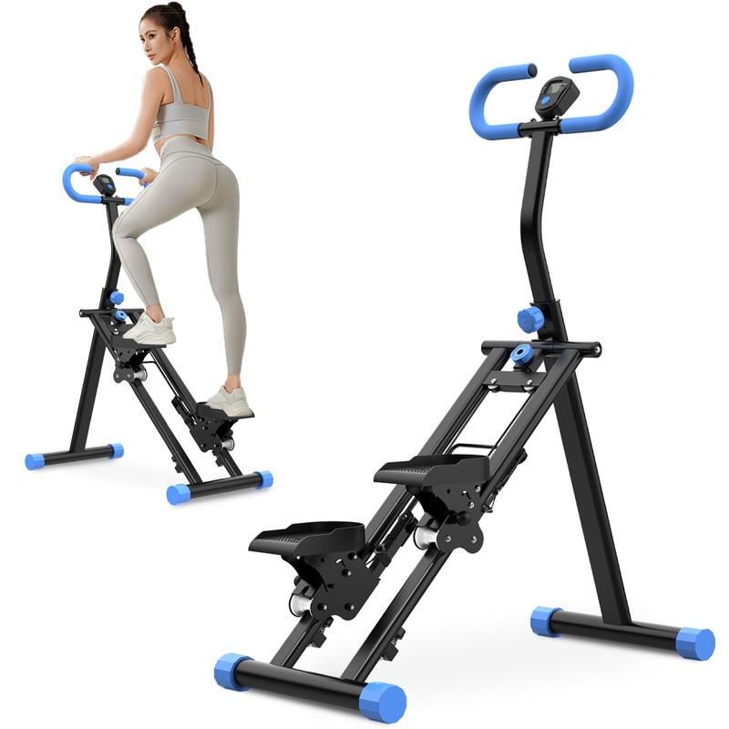 Stair stepper for home gym exercise, new version of vertical climbing machine for full body exercise, compact folding, expandable step distance, adjustable handle and pedals