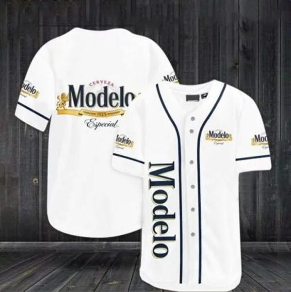 White Modelo Especial Beer Baseball Jersey, Beer Lover Gift, Modelo Beer Jersey For Men Women