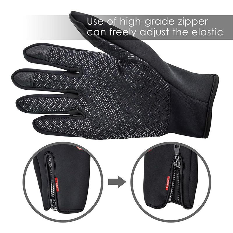 Men Women Touch Screen Gloves Winter Warm Windproof Cycling Driving Telefingers Thermal Gloves Non-Slip Silicone Gel Adjustable Gloves