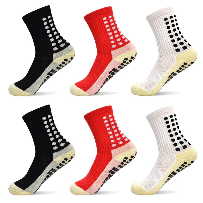 1 3 6 Pairs Outdoor Sports Soccer Socks For Men And Women, Non-slip Breathable Socks Grip Socks