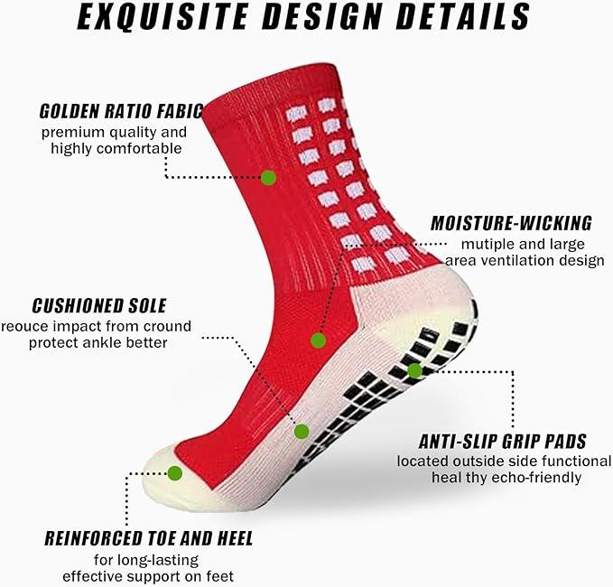 Grip Soccer Socks Anti Slip Non Slip Men's Athletic Socks for Football Basketball Sports