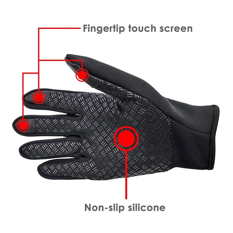 Men Women Touch Screen Gloves Winter Warm Windproof Cycling Driving Telefingers Thermal Gloves Non-Slip Silicone Gel Adjustable Gloves