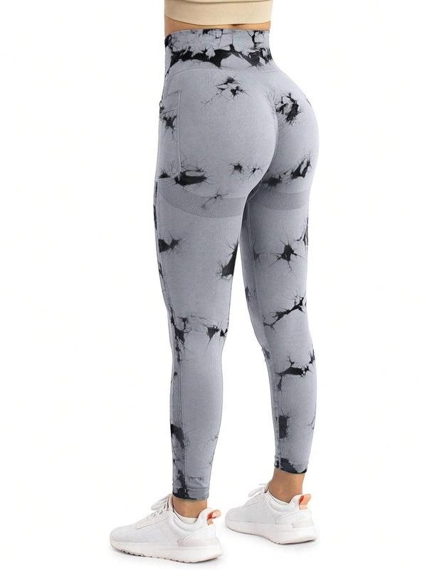 Women's Tie Dye Print High Waist Pocket Sports Leggings, Casual Sporty Breathable Comfortable Skinny Pants for Yoga Gym Workout Running, Yoga Pants, Ladies Sportswear for All Seasons