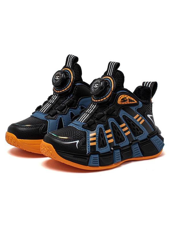 Boy's Basketball Shoes, Outdoor Lightweight Button Shoes, Warm Sports Running Shoes for All Seasons