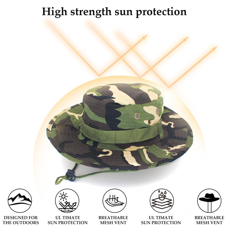 Men's Outdoor Camo Fisherman Hat: Adjustable Breathable Wide Brim for Mountaineering, Fishing, & Hiking!