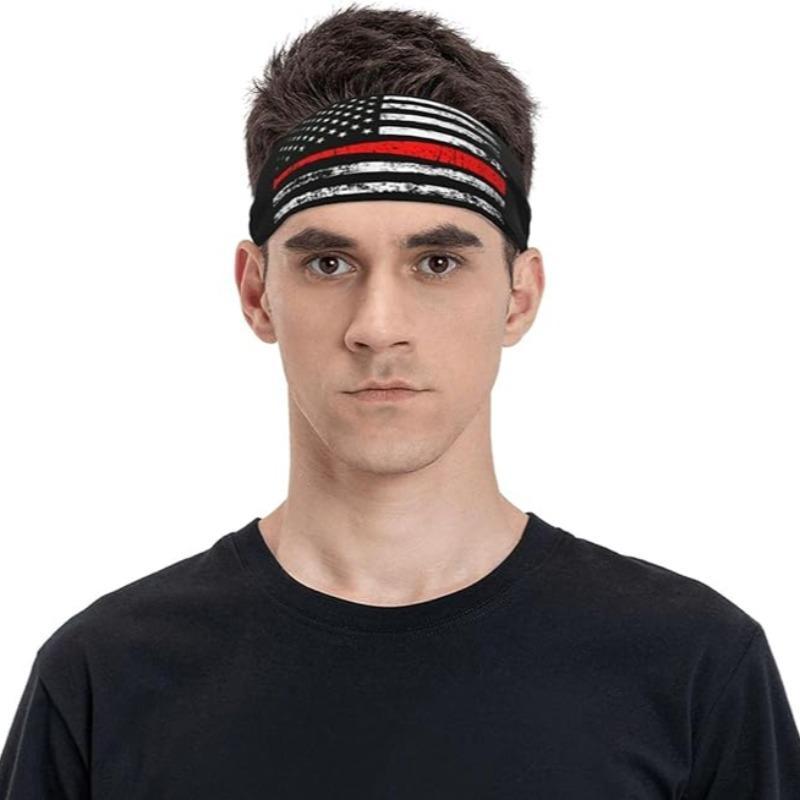 Unisex's American Flag Print Sports Headband, Sweatband for Men & Women, Breathable Non-slip Headband for Outdoor Sports