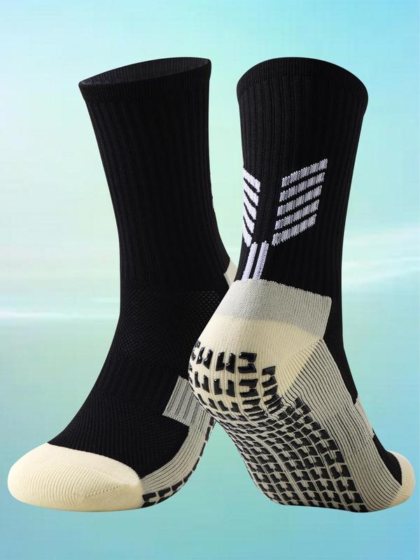 Men's 1 Pair Colorblock Grip Socks, Athletic Socks, Anti Slip Non-slip Gripper Pads for Football Basketball Sports with Grippe, Grip Pads for Grip Sock Soccer Accessories