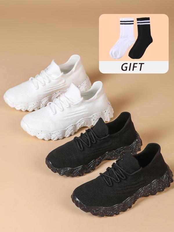 Unisex's Sporty Lace Up Running Shoes with Socks, Casual Comfortable Breathable Sneakers, Trendy All-match Sneakers for Daily Wear, Sports Shoes for Women & Men