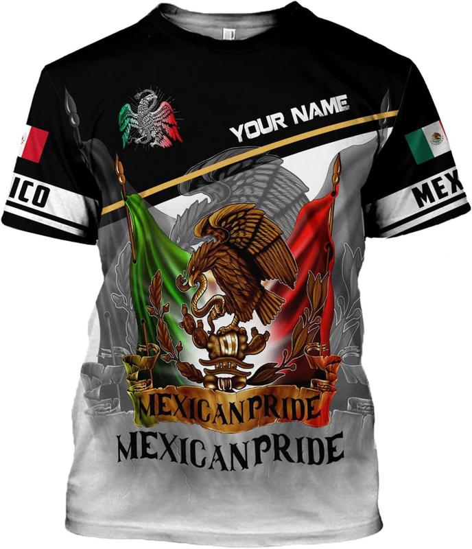 Personalized Name Camo Eagle Mexico T Shirt 3D Sudadera De Mexico Hombre Unisex 3D All Over Printed Sportwear, T Shirt for Men Women Adult Full Size S-5XL ATT15 (383)