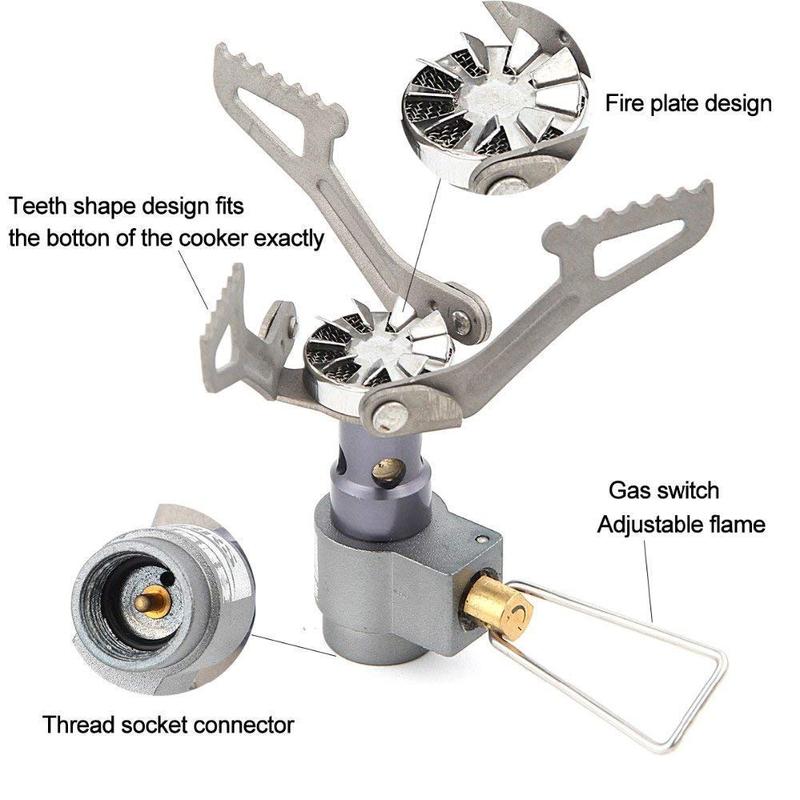 Titanium Alloy Backpacking Stove, 1 Count Portable & Adjustable Flame Outdoor Stove, Mini Stove Head, Camping & Hiking Equipment