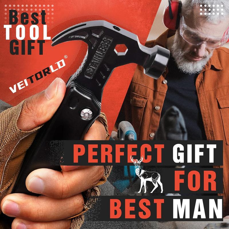 VEITORLD Christmas Stocking Stuffers for Men, Gifts for Men Dad Him, Anniversary Birthday Gifts Idea for Men Him Husband Boyfriend, All in One Tools Hammer Multitool, Camping Hunting Hiking Presents