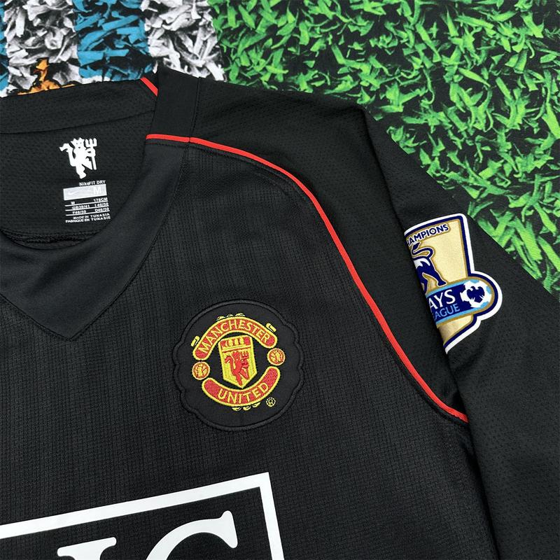 Nike 0708 Manchester United Vintage Long Sleeve Soccer Jersey Away 7 Ronaldo Champions League Edition