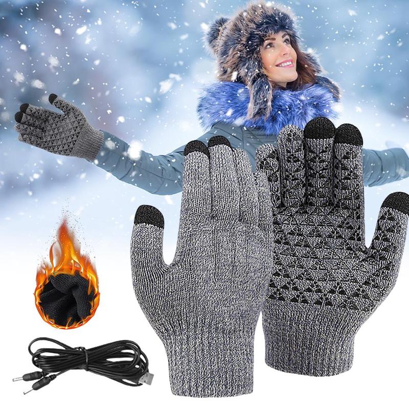 Electric Heated Gloves Touch Screen Outdoor Riding Skiing Mitten USB Heated Gloves for Backpacking Mountaineering Riding Camping