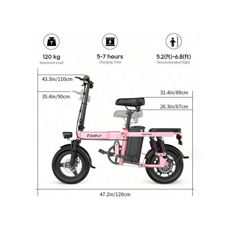 TOOFLY | New Product Launch | Premium Gray Adult Electric Bike, 48V 15AH Sensitive Battery, 32km H 30 LED, 500W Brushless Motor, Lightweight 14 LED Headlight LCD Display Folding Electric Bike