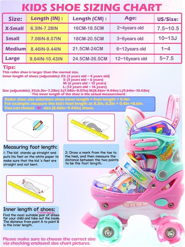 Rainbow Unicorn Kids Roller Skates for Girls Boys Toddler Ages 3-6,4-Pejiijar Adjustable Roller Shoes with Luminous Wheels for Birthday Xmas Gifts roller skate