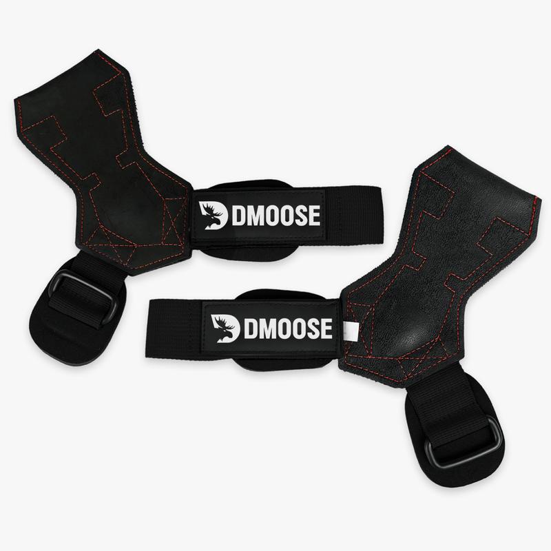 DMoose Weight Lifting Grips - Gym Grip Straps with Rugged Anti-Slip Technology - Hand Grips for Powerlifting, Cross Training, Gymnastics and Pull Ups