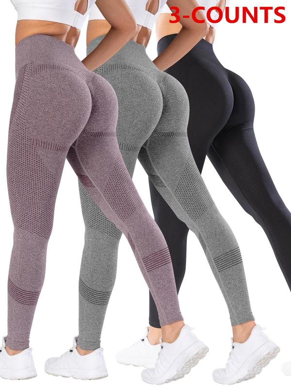 Women's Solid High Waist Sports Leggings, Breathable Comfortable Seamless Skinny Pants, Ladies Sportswear for Indoor Outdoor Wear