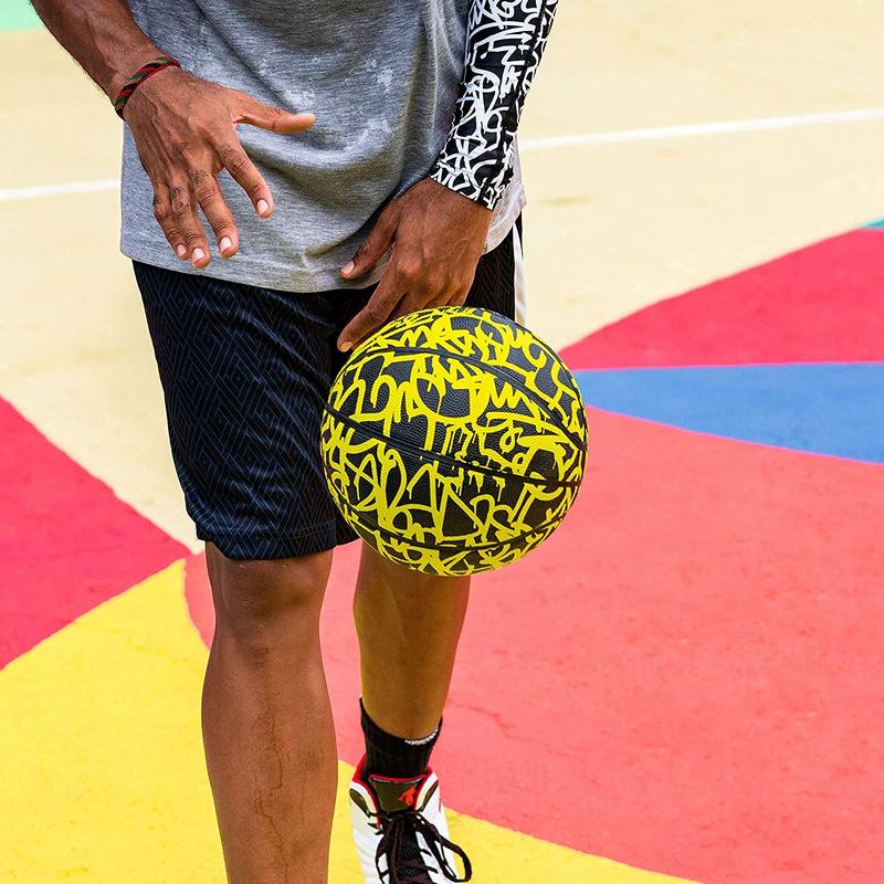 AND1 Chaos Rubber Basketball: Game Ready, Office Regulation Size (29.5”) Streetball, Made for Indoor Outdoor Basketball Games- Graffiti Series mini hoop