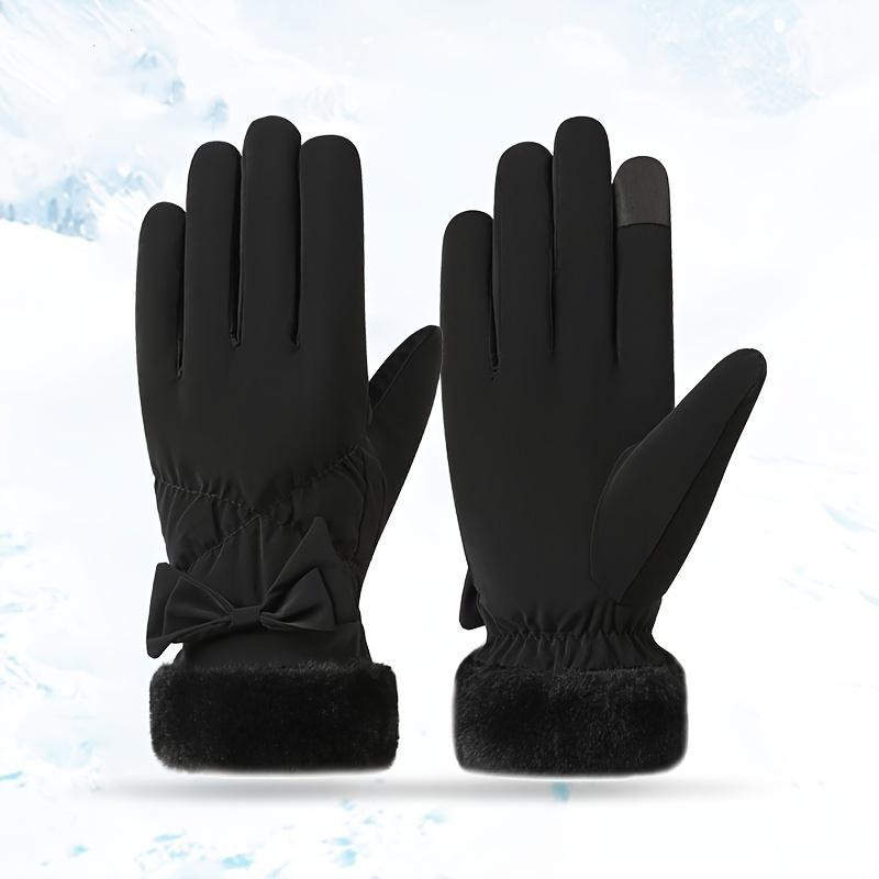 1 Pair Winter Thermal Gloves, Touch Screen Water Resistant Windproof Anti Slip Glove, Warm Plush Lined Gloves With Full Finger Design, Hiking Driving Running Bike Cycling