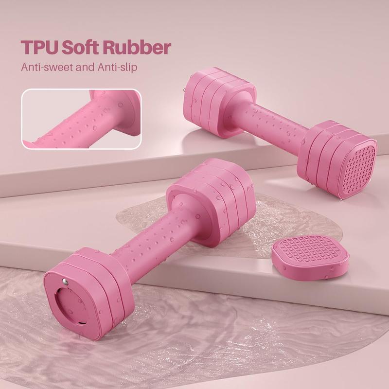 Adjustable Dumbbell Set of 2, 4 in 1 Free Weights Dumbbells Set for Women, Hand Weights for Women at Home, Each 2lb 3lb 4lb 5lb with TPU Soft Rubber Handle for Home Gym Exercise Training Pink