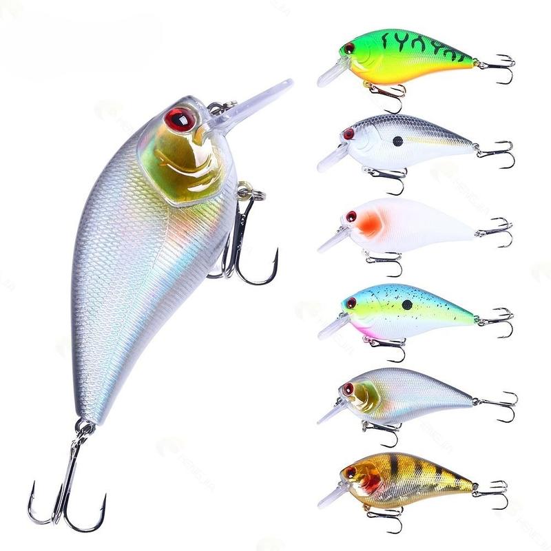 Artificial Fishing Lure, 6 Counts Shallow Diving Crankbait Lures, High-quality Artificial Wobbler Hard Baits for Catching More Bass & Pike