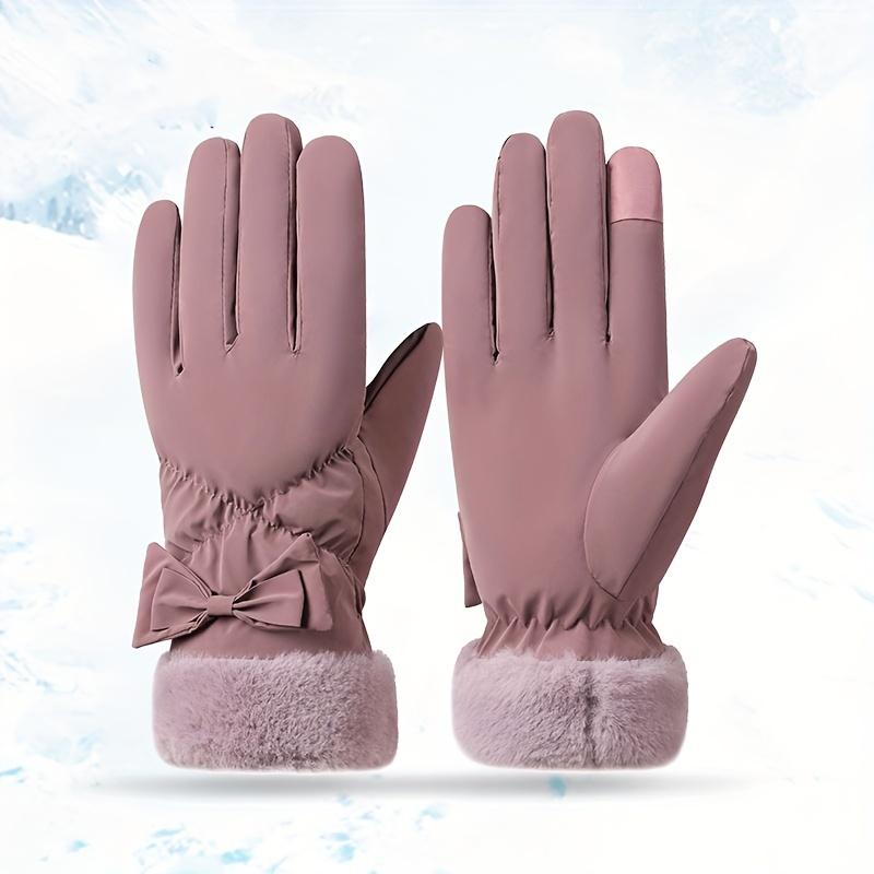 1 Pair Winter Thermal Gloves, Touch Screen Water Resistant Windproof Anti Slip Glove, Warm Plush Lined Gloves With Full Finger Design, Hiking Driving Running Bike Cycling