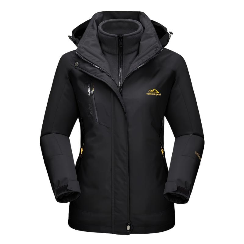 3-in-1 Water Resistant Women's Winter Coat Snow Ski Jacket Fleece Lined Parka Windproof Hiking Hooded Multi-pocket Winter Camping Parka Wear Resistant Snowboarding Warm Fleece Jacket