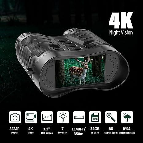 4K Ultra-Clear Night Vision Goggles - The Perfect Christmas Gift for Outdoor Enthusiasts: Adults' 3-in-1 Binoculars with Large Screen, Camera, and USB Rechargeable Battery