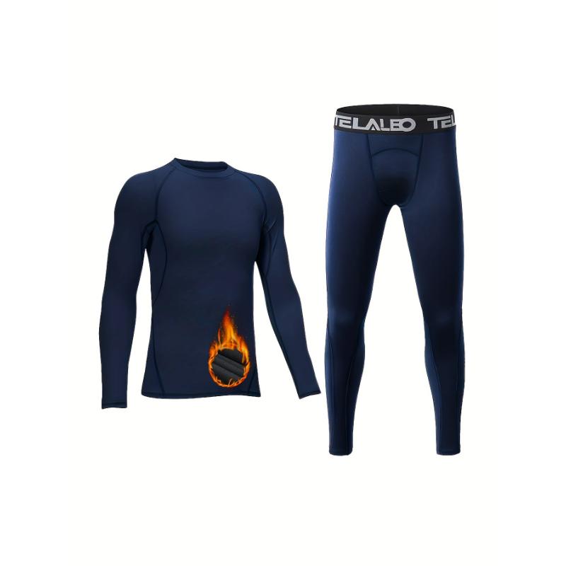 Kids' Thermal Base Layer Set - Boys and Girls Fleece Lined Tight Shirt and Leggings for Sports and Outdoor Activities - Soft, Breathable, and Warm Big Kids Underwear for Cold Weather