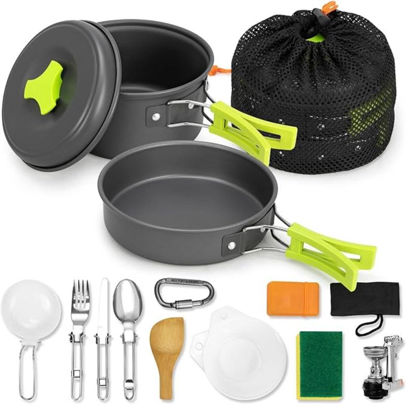 5pcs Camping Cookware Mess Kit,Non-Stick Lightweight Pots Set Portable Outdoor Cookware for Camping Backpacking Hiking Outdoor Cooking and Picnic