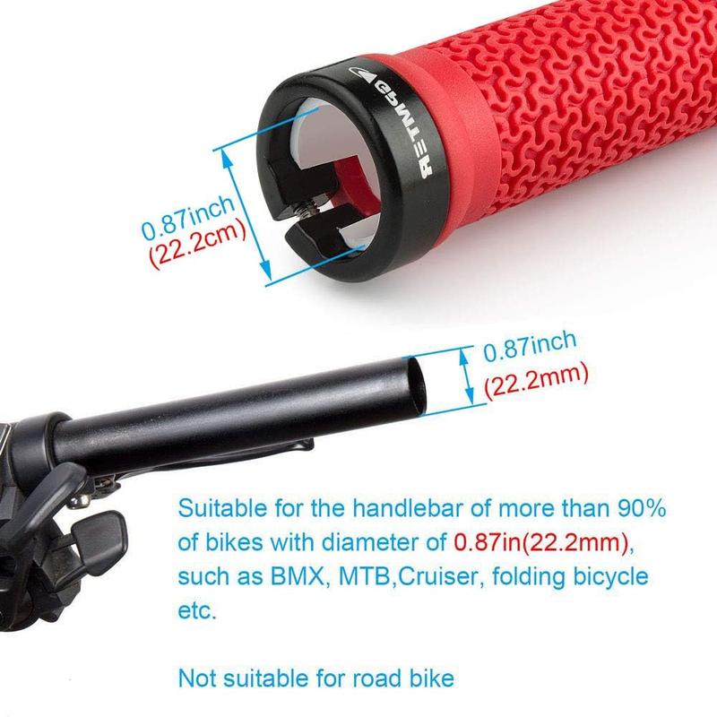 Bike Handlebar Grips, Single Lock on Bicycle Handle Bar, for BMX, Mountain, MTB, Beach Cruiser, Scooter, Folding Bike, Soft Non-Slip-Rubber Hand Grip Comfortable