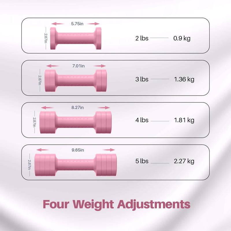 Adjustable Dumbbell Set of 2, 4 in 1 Free Weights Dumbbells Set for Women, Hand Weights for Women at Home, Each 2lb 3lb 4lb 5lb with TPU Soft Rubber Handle for Home Gym Exercise Training Pink