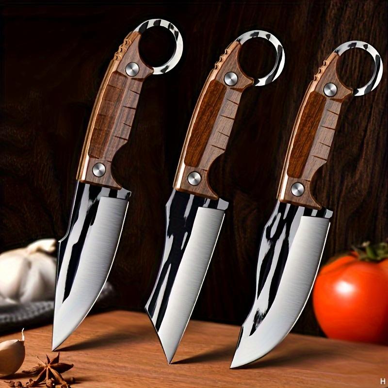 3-Piece Multipurpose Knife Set - Outdoor Bone Removal Knife, Stainless Steel Sharp Meat Cutting Knife, and Portable Fruit Knife for Camping Adventures