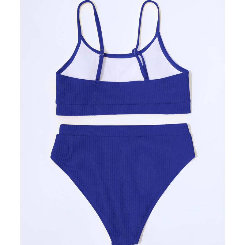 Female Swimming Suit Screw Thread Bikini Set 2 Pieces Sport Beach Suit  Women Sport Bra with Triangle Shorts