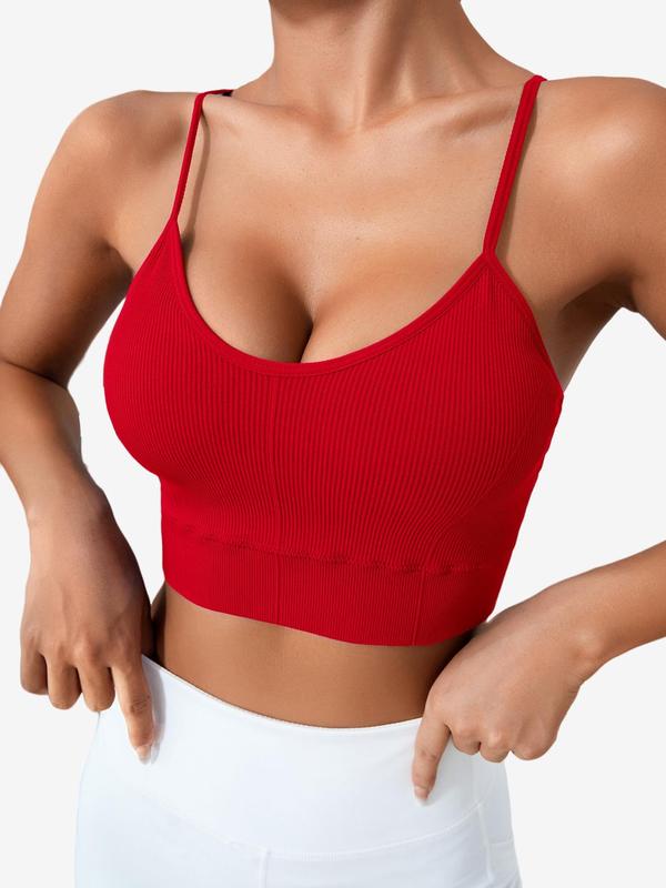 Women's Solid Criss Cross Backless Sports Bra, Breathable Comfortable Ribbed Wireless Sports Bralette, Ladies Sportswear for Indoor Outdoor Wear, Workout Sets for Women, Summer Outfits 2024, Gym Clothes, Bras for Women