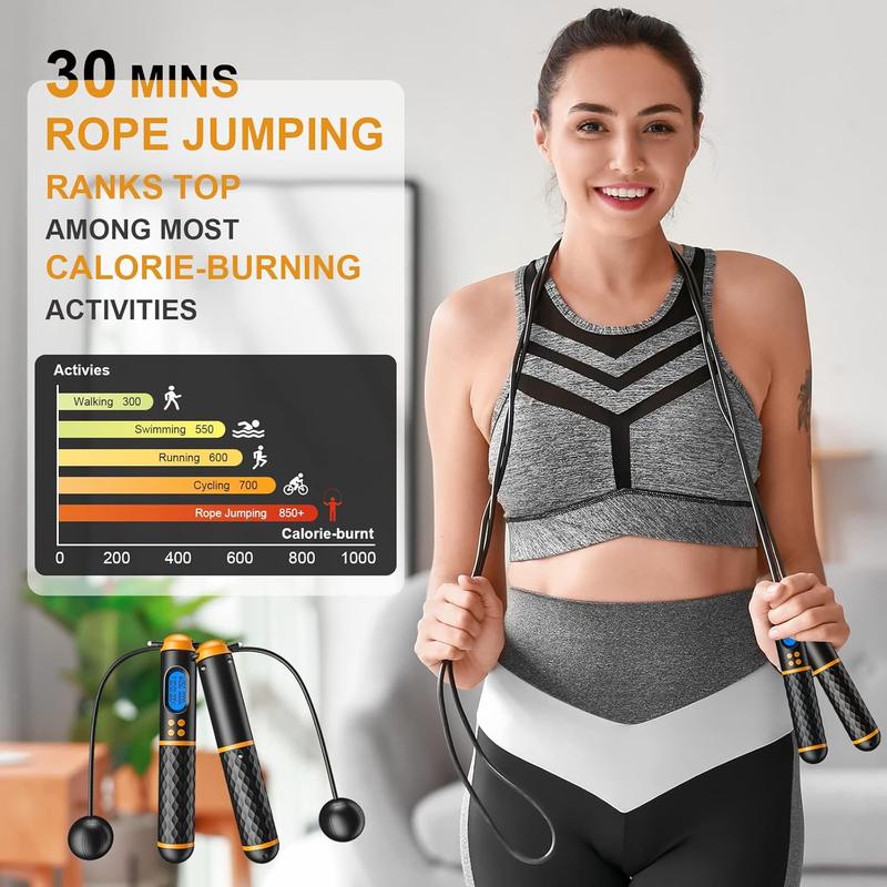 Smart Jump Rope with Weight Lap Time Calorie Record for Fitness Training - Home Exercise Equipment