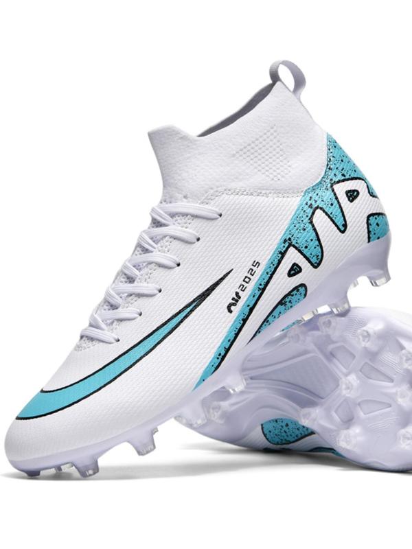 Men's Colorblock Lace Up High Top Football Shoes, Sporty Breathable & Non-slip Football Shoes, Professional Football Cleats for Outdoor Training