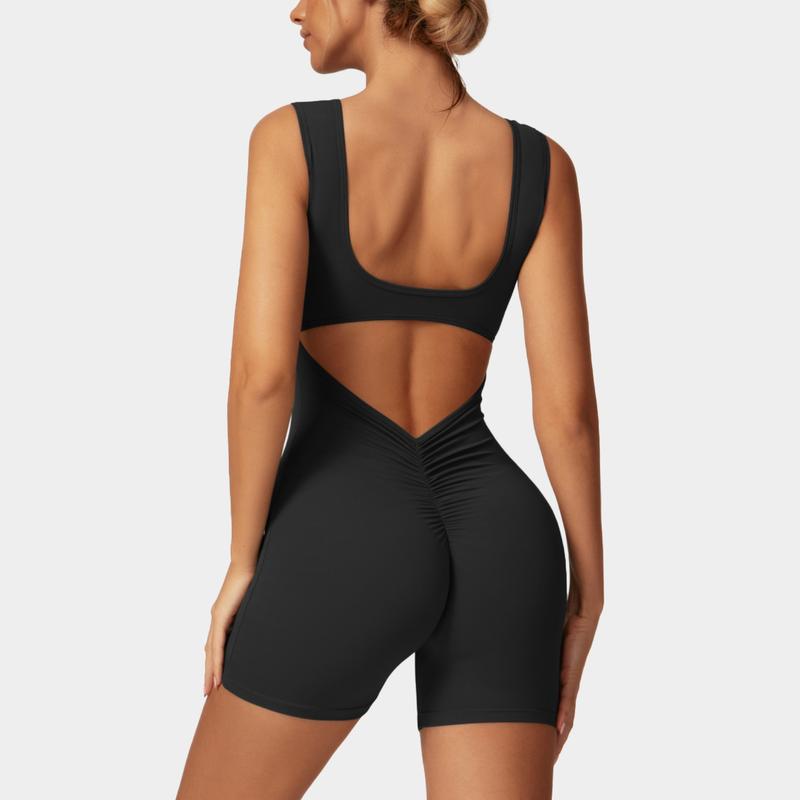 OEAK Sweetheart Collar Sleeveless Jumpsuit Women Overalls Workout Sexy V Waist Scrunch Control Bodycon Scrunch Butt Yoga Romper