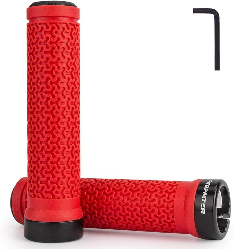 Bike Handlebar Grips, Single Lock on Bicycle Handle Bar, for BMX, Mountain, MTB, Beach Cruiser, Scooter, Folding Bike, Soft Non-Slip-Rubber Hand Grip Comfortable