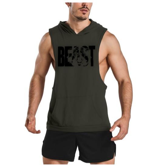 GYM REVOLUTION Men's Workout Sleeveless Shirts Muscle Hooded Tank Gym Fitness Quick Dry Sleeveless Hoodies