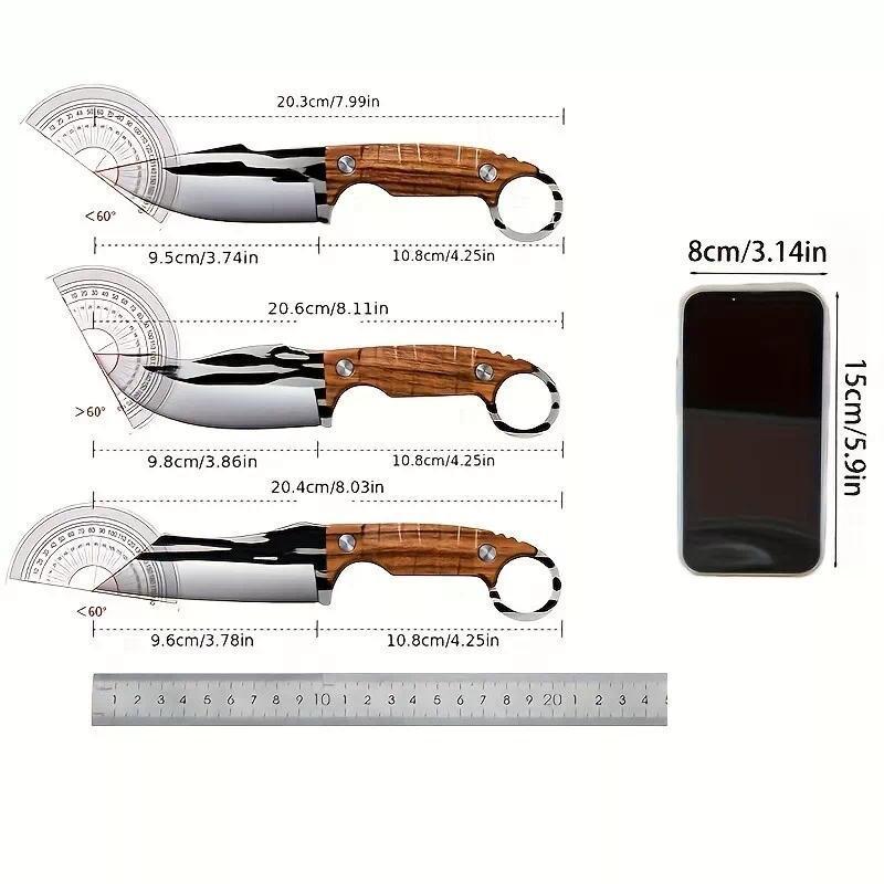 3-Piece Multipurpose Knife Set - Outdoor Bone Removal Knife, Stainless Steel Sharp Meat Cutting Knife, and Portable Fruit Knife for Camping Adventures