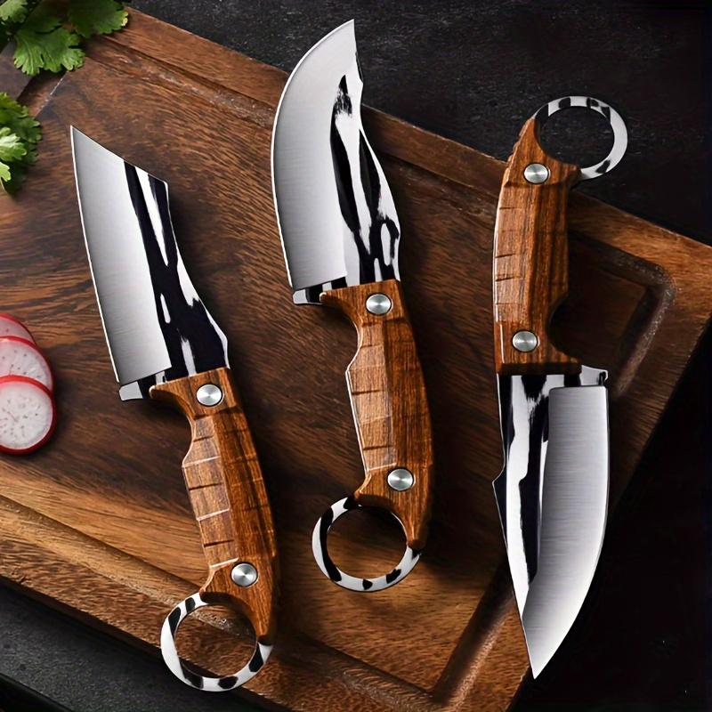 3-Piece Multipurpose Knife Set - Outdoor Bone Removal Knife, Stainless Steel Sharp Meat Cutting Knife, and Portable Fruit Knife for Camping Adventures