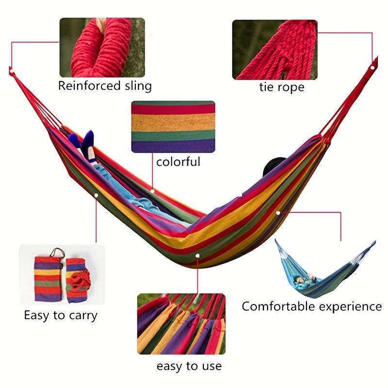 Outdoor Garden Camping Hammock with Straps, Durable Hanging Bed, Can Hold 450lbs, Portable Hammock with Travel Bag, Perfect for Outdoor Indoor Patio Backyard Camping, Camping Accessories