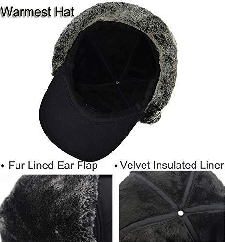 Men's Winter 3 in 1 Thermal Fur Lined Trapper Hat with Ear Flap Full Face Warmer Cover Windproof Cycling Motorcycle Headwear with Removable Mask